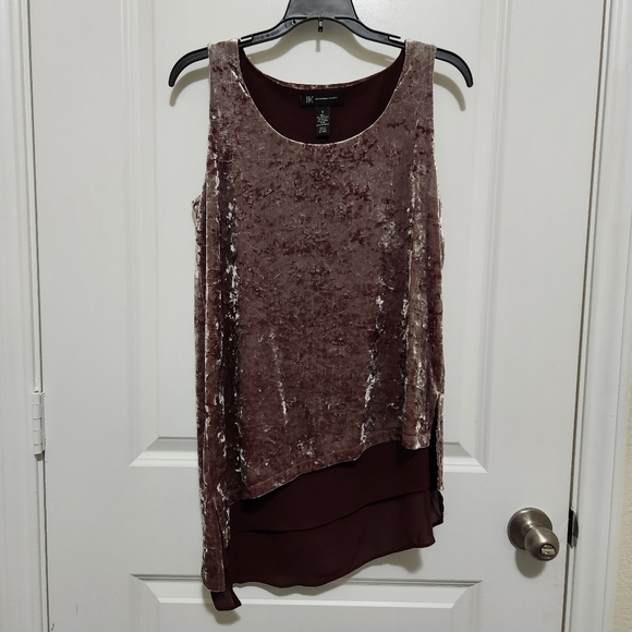 Inc International Women's S Crushed Velvet Whimsigoth Tunic Tank Asymmetric Hem - Picture 1 of 7